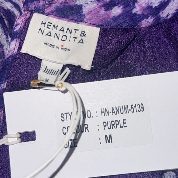 NWT Hemant & Nandita Anum Mini Dress Purple Medium - Picture 13 of 16